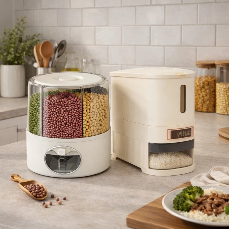 Kit 2 Dispensers Giratório 6 Divisórias + Dispenser 5kg Arroz Cereal Ração