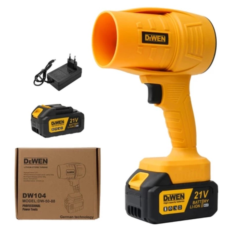 Soprador de Folhas Turbo Portátil Recarregável 88V DeWEN - Potente Limpeza